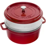 Cocotte con cestello a vapore rotonda -cm 26 -ciliegia- Staub